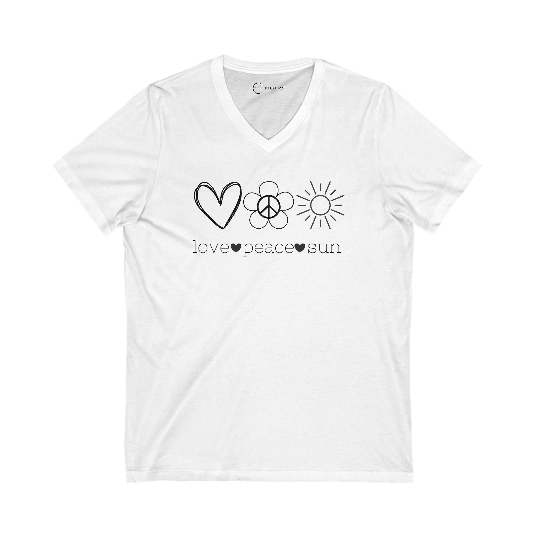 LOVE PEACE SUN (ADULT V-NECK T-SHIRT)