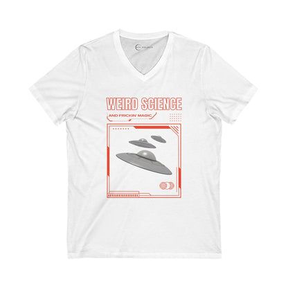 WEIRD SCIENCE AND FRICKIN MAGIC (ADULT V-NECK T-SHIRT)