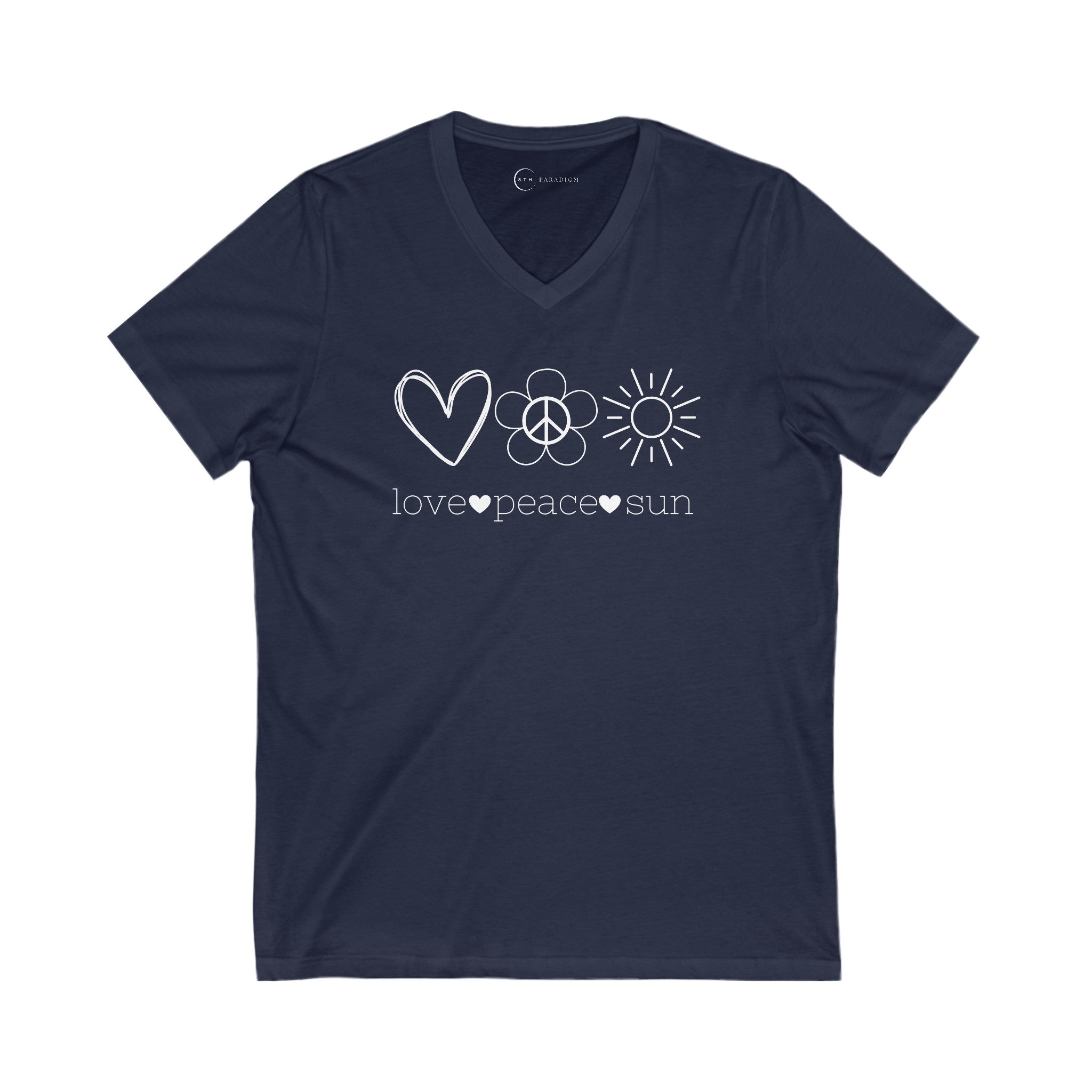 LOVE PEACE SUN (ADULT V-NECK T-SHIRT)