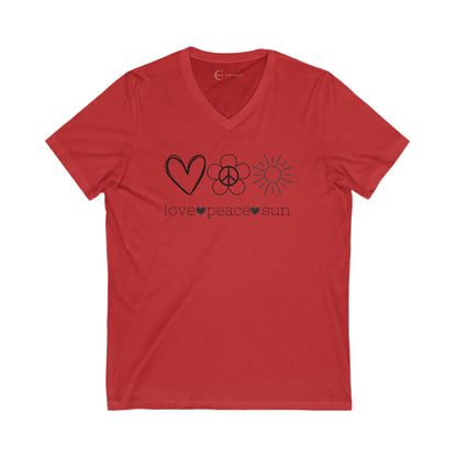 LOVE PEACE SUN (ADULT V-NECK T-SHIRT)