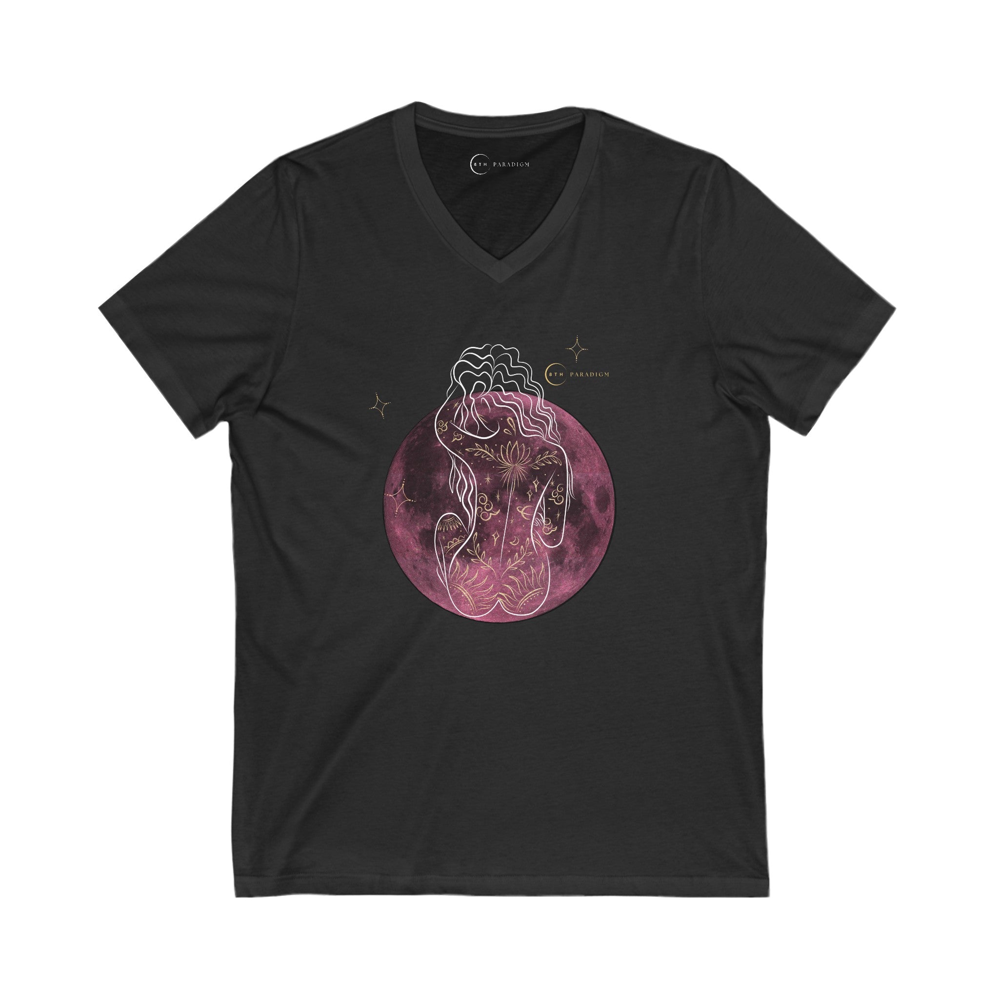 CELESTIAL WOMAN ON PINK MOON (ADULT V-NECK T-SHIRT)