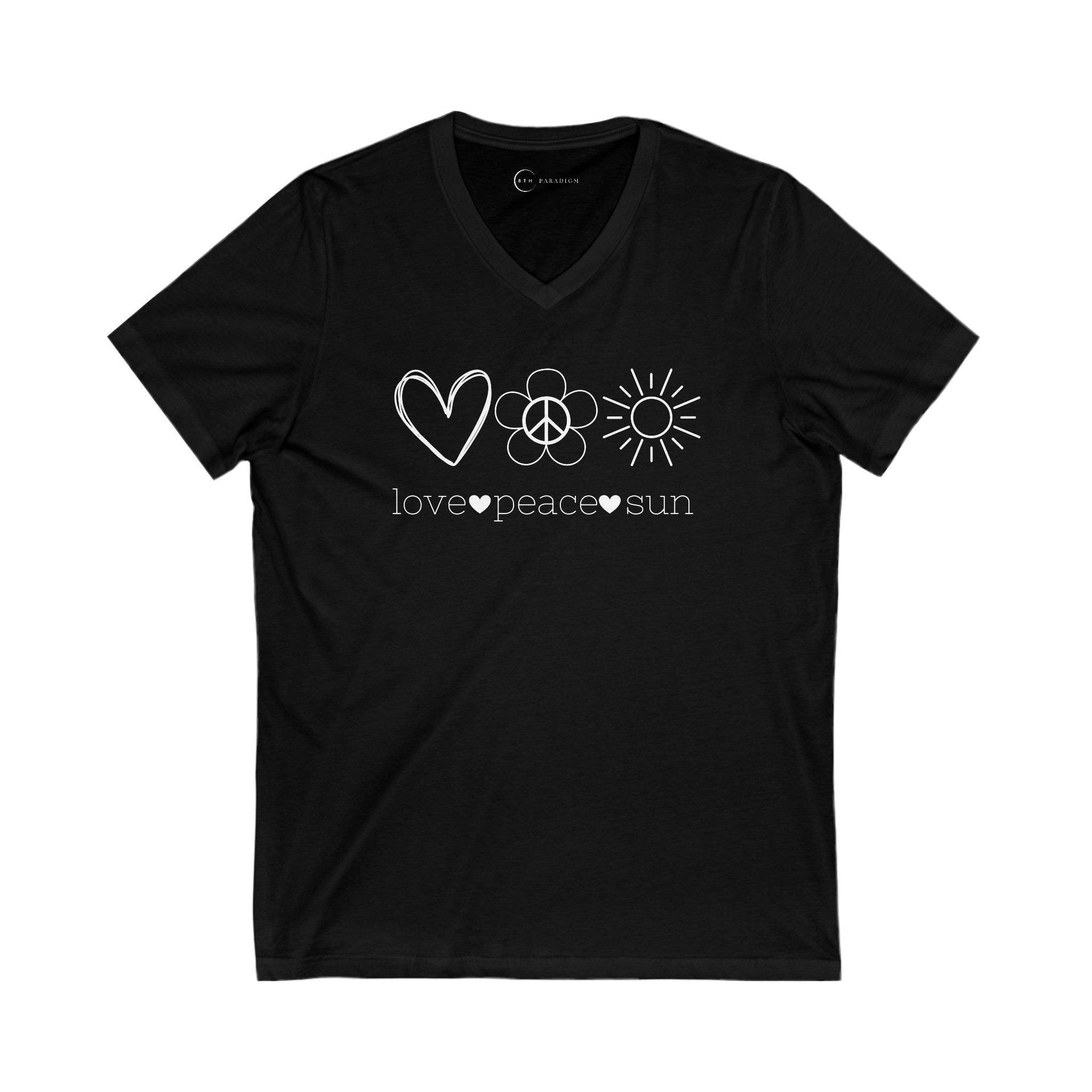 LOVE PEACE SUN (ADULT V-NECK T-SHIRT)