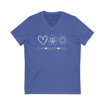 LOVE PEACE SUN (ADULT V-NECK T-SHIRT)